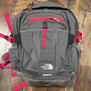 The North Face charcoal and pink Recon Backpack